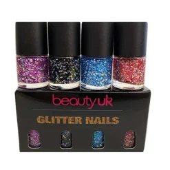 BeautyUK Beauty UK Glitter Nails Polish Set 4x9ml Fashion