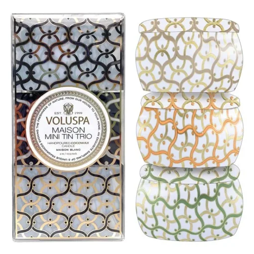 Voluspa Giftset Mini Candle Trio Maison Blanc Clearance