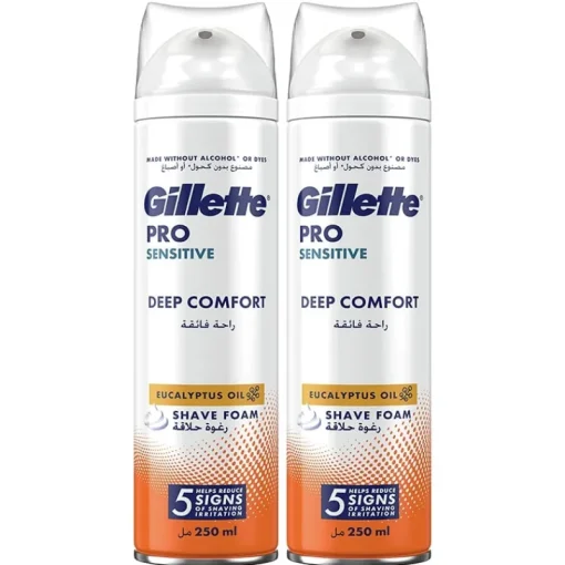 Gillette Pro Sensitive Deep Comfort Shave Foam 2x250ml Online