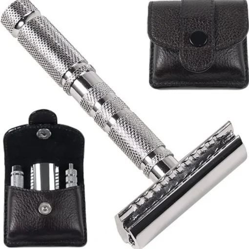 Parker A1-R 4 Piece Travel Safety Razor & Leather Pouch Outlet