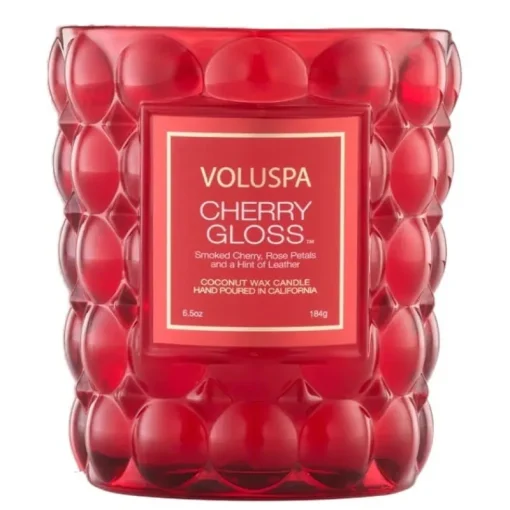 Voluspa Boxed Textured Glass Candle Cherry Gloss 184g Fashion