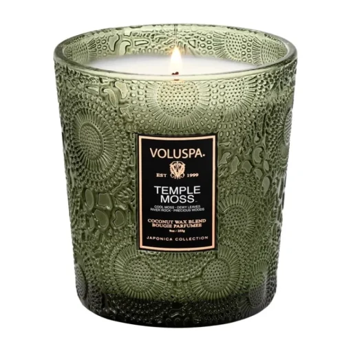 Voluspa Boxed Textured Glass Candle Temple Moss 184g Discount