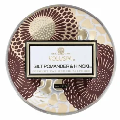 Voluspa Decorative Tin Candle Gilt Pomander & Hinoki 113g Outlet