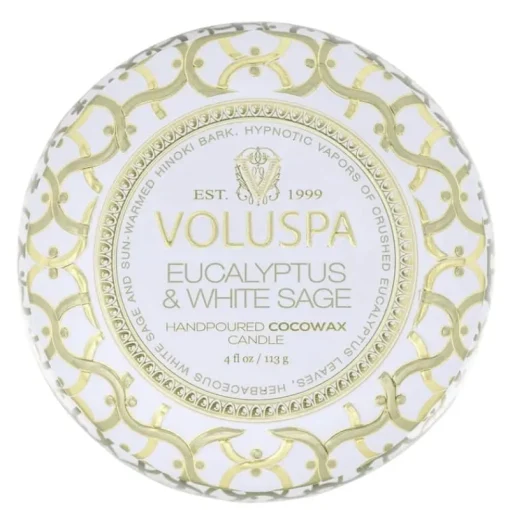 Voluspa Decorative Tin Candle Eucalyptus & White Sage 113g Online