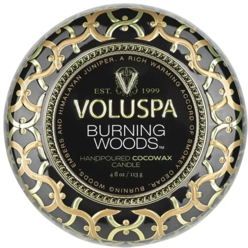Voluspa Decorative Tin Candle Burning Woods 113g New