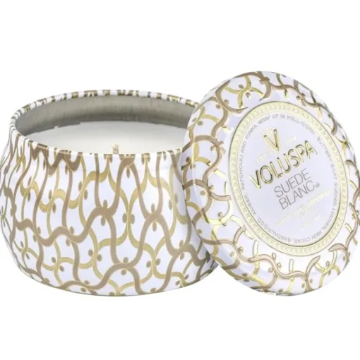Voluspa Decorative Tin Candle Suede Blanc 113g Fashion