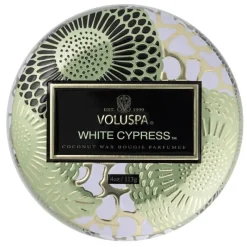 Voluspa Mini Decorative Tin Candle White Cypress 113g Sale