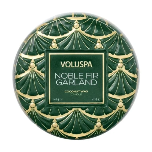 Voluspa Mini Decorative Tin Candle Noble Fir Garland 113g New