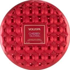 Voluspa 3-Wick Candle Decorative Tin Cherry Gloss 340g Clearance
