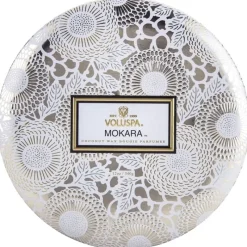 Voluspa 3-Wick Candle Decorative Tin Mokara 340g New