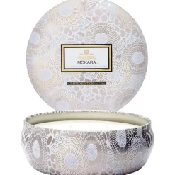 Voluspa 3-Wick Candle Decorative Tin Mokara 340g New