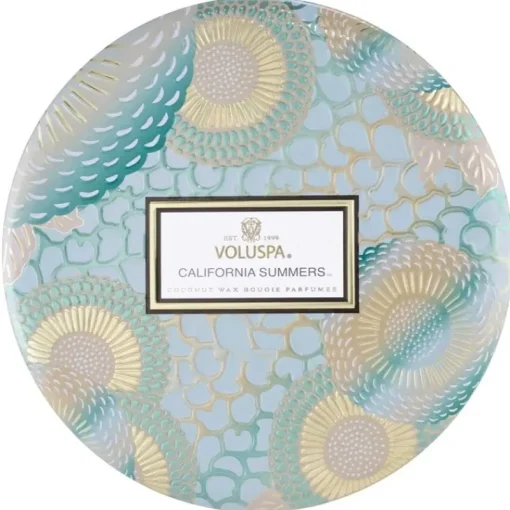 Voluspa 3-Wick Candle Decorative Tin California Summers 340g Fashion
