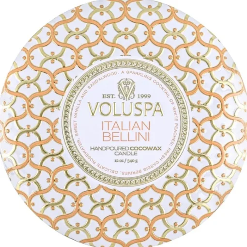 Voluspa 3-Wick Candle Decorative Tin Italian Bellini 340g Fashion