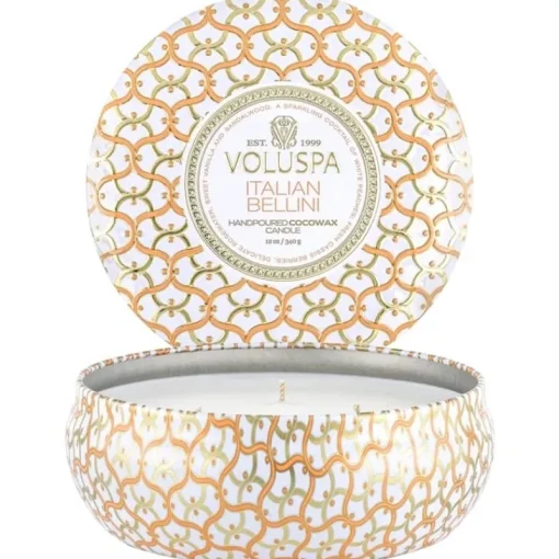 Voluspa 3-Wick Candle Decorative Tin Italian Bellini 340g Fashion