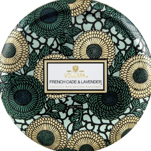 Voluspa 3-Wick Candle Decorative Tin French Cade & Lavender 340g Online