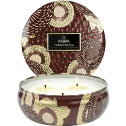 Voluspa 3-Wick Candle Decorative Tin Forbidden Fig 340g Clearance