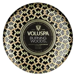 Voluspa 3-Wick Candle Decorative Tin Burning Woods 340g Online