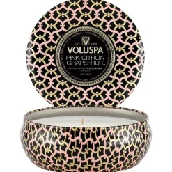 Voluspa 3-Wick Candle Decorative Tin Pink Citron Grapefruit 340g Outlet