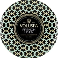 Voluspa 3-Wick Candle Decorative Tin French Linen 340g Discount