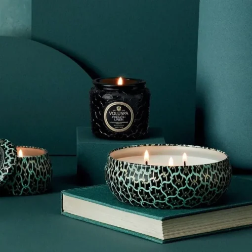 Voluspa 3-Wick Candle Decorative Tin French Linen 340g Discount