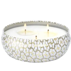 Voluspa 3-Wick Candle Decorative Tin Suede Blanc 340g New