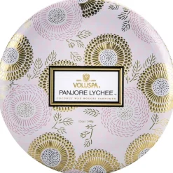 Voluspa 3-Wick Candle Decorative Tin Panjore Lychee 340g Hot
