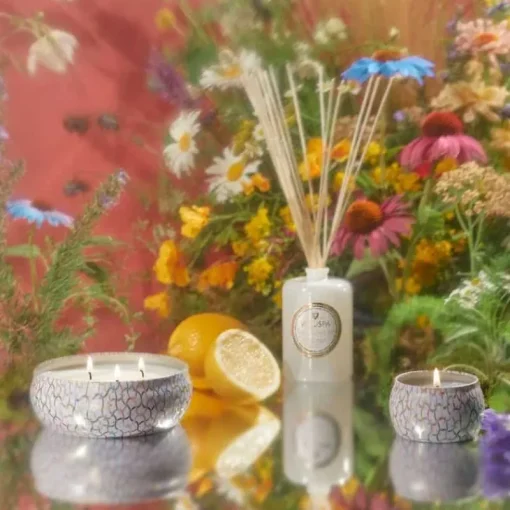 Voluspa 3-Wick Candle Decorative Tin Wildflowers 340g Discount