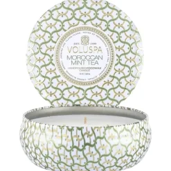 Voluspa 3-Wick Candle Decorative Tin Moroccan Mint Tea 340g Sale