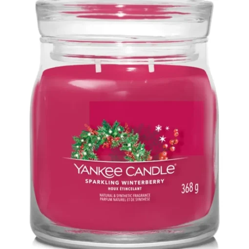 Yankee Candle Signature Medium Jar Sparkling Winterberry 368g New